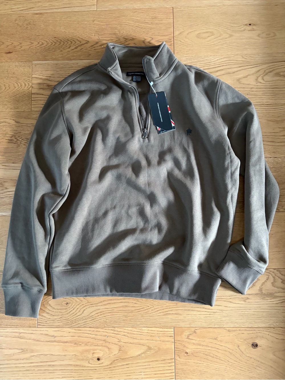 Men's NWT Quarter-Zip Pullover Sweater - Khaki by French Connection